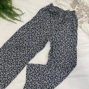 H&M Floral Wide Leg Pull-On Pants